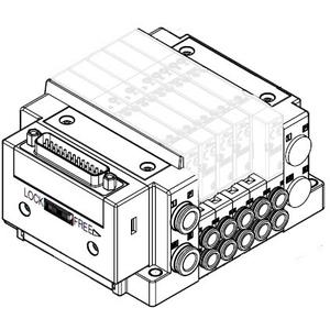 SMC SS5Y3-45S10U-13B-C4 mfld, base mt, din rail mt, SS5Y3 MANIFOLD SY3000