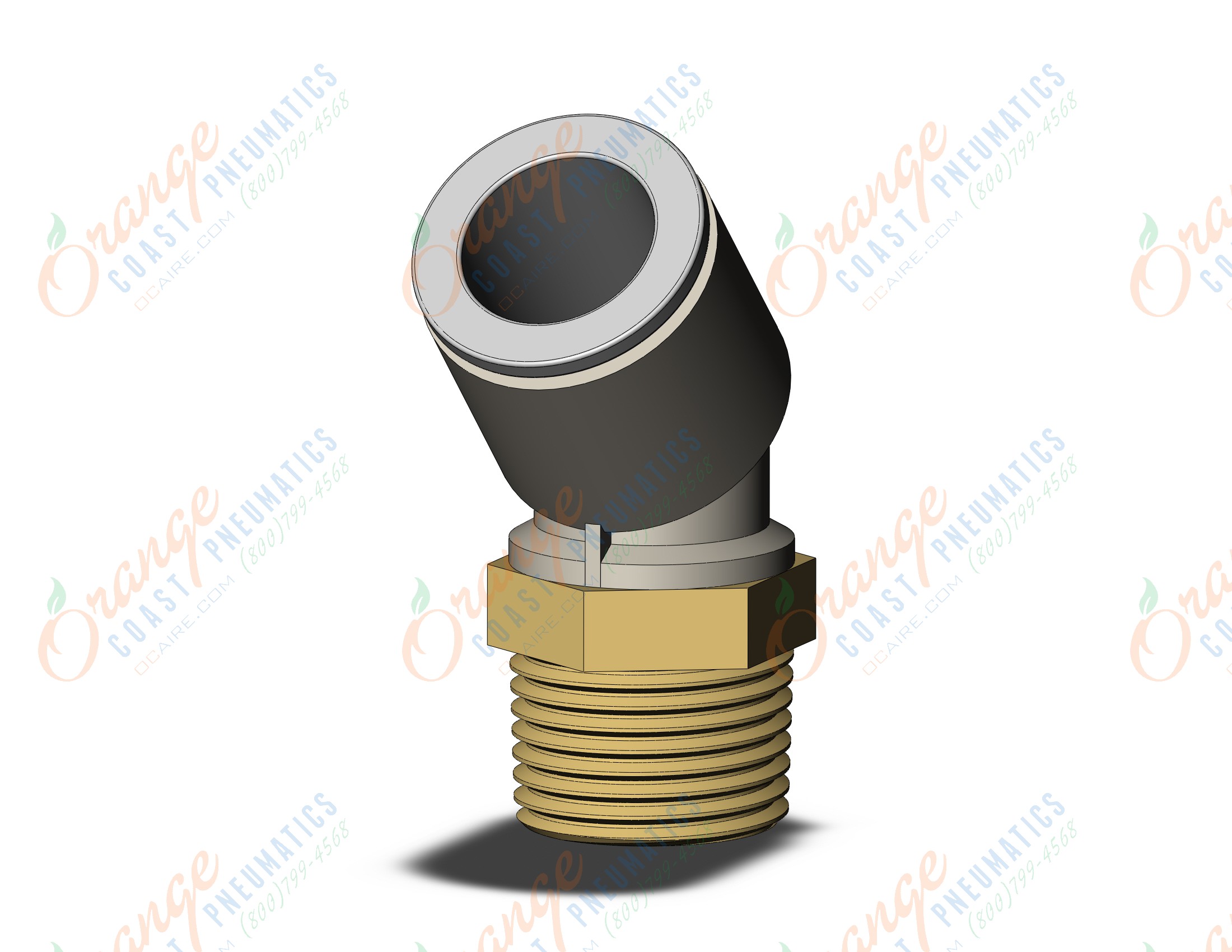 SMC KQ2K12-03A fitting, 45 deg male elbow, KQ2 FITTING (sold in packages of 10; price is per piece)