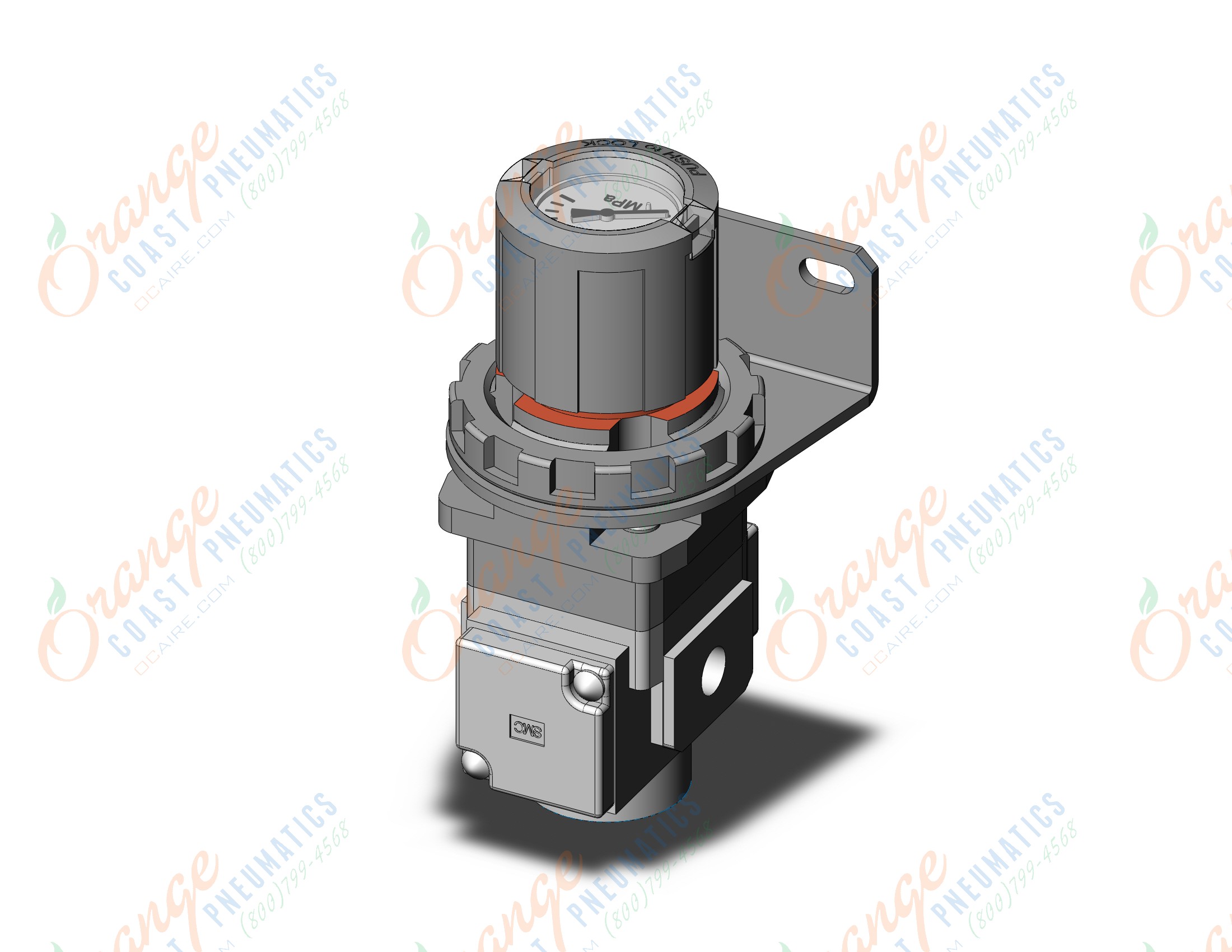 SMC ARG20K-F01BG1-1 regulator, gauge-handle, ARG REGULATOR W/PRESSURE GAUGE