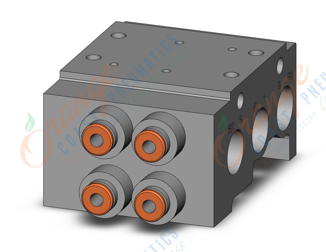 SMC VV5QZ25-02C4C-R mfld, base mount w/fittings, VV5QZ* MANIFOLD VQZ 4/5-PORT***