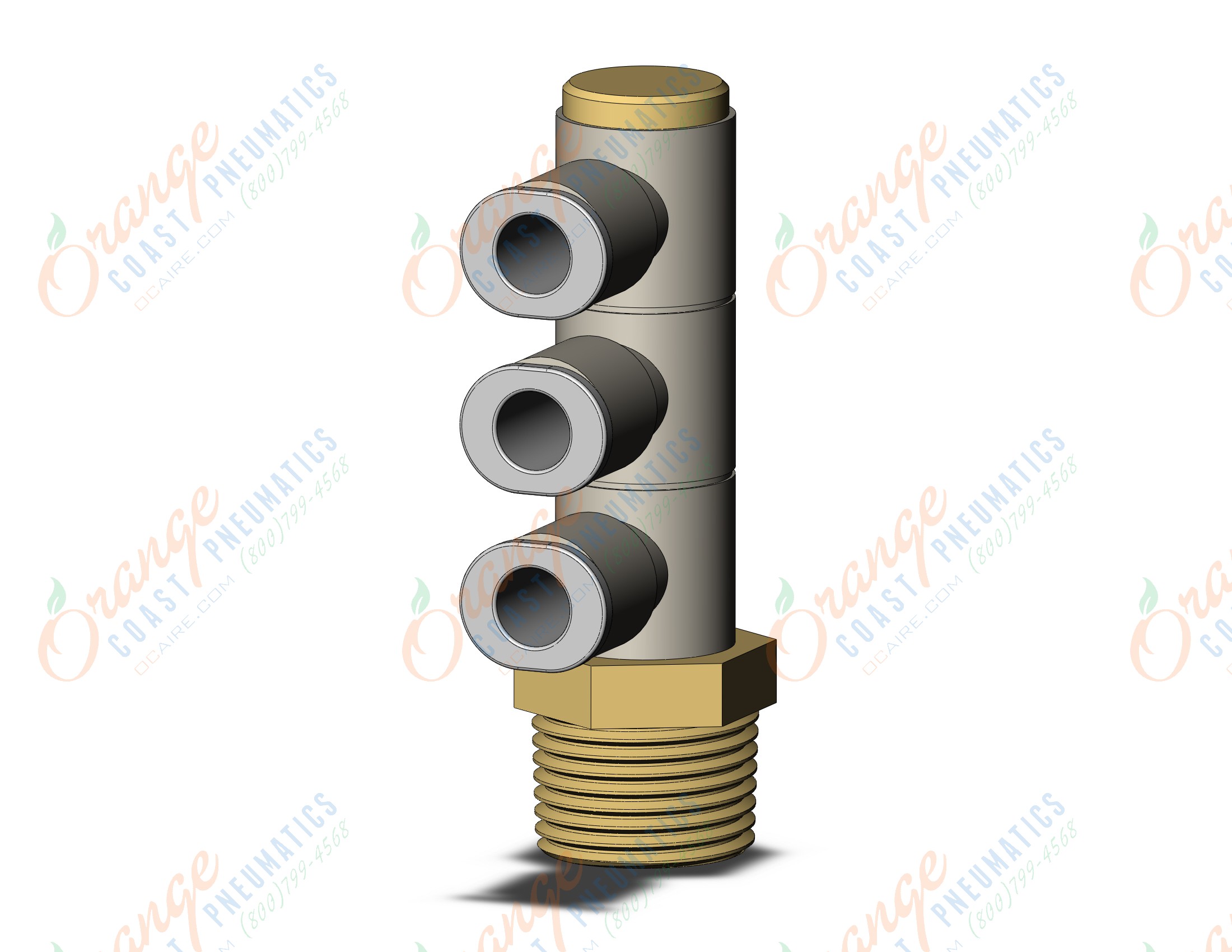 SMC KQ2VT06-03AS1 fitting, trpl uni male elbow, KQ2 FITTING (sold in packages of 10; price is per piece)