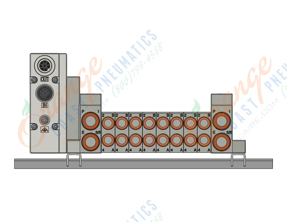 SMC SS5V1-W10S1A3ND-08B-C6-D "ss5v 08 station manifold, 4/5 PORT SOLENOID VALVE