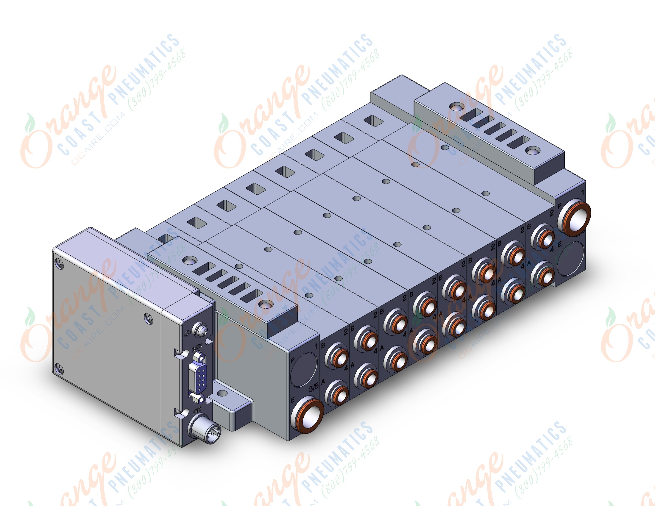 SMC SS5V3-W10S1EAND-08BS-C6 "ss5v 08 station manifold, 4/5 PORT SOLENOID VALVE