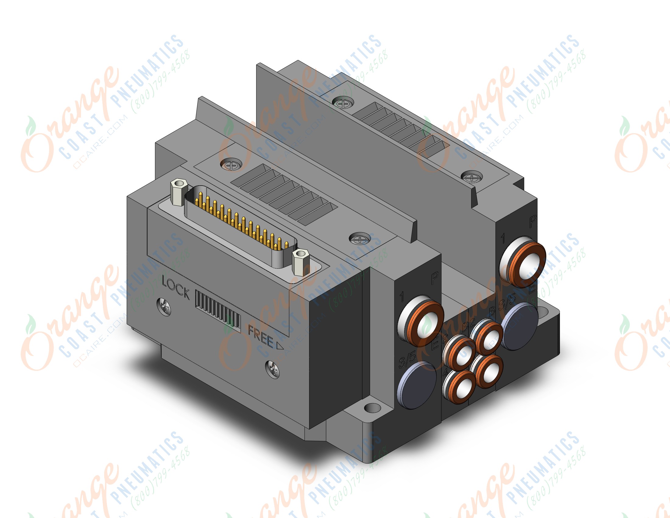 SMC SS5Y3-10F1-02BS-C6 ss5y3 2 sta manifold base, 4/5 PORT SOLENOID VALVE