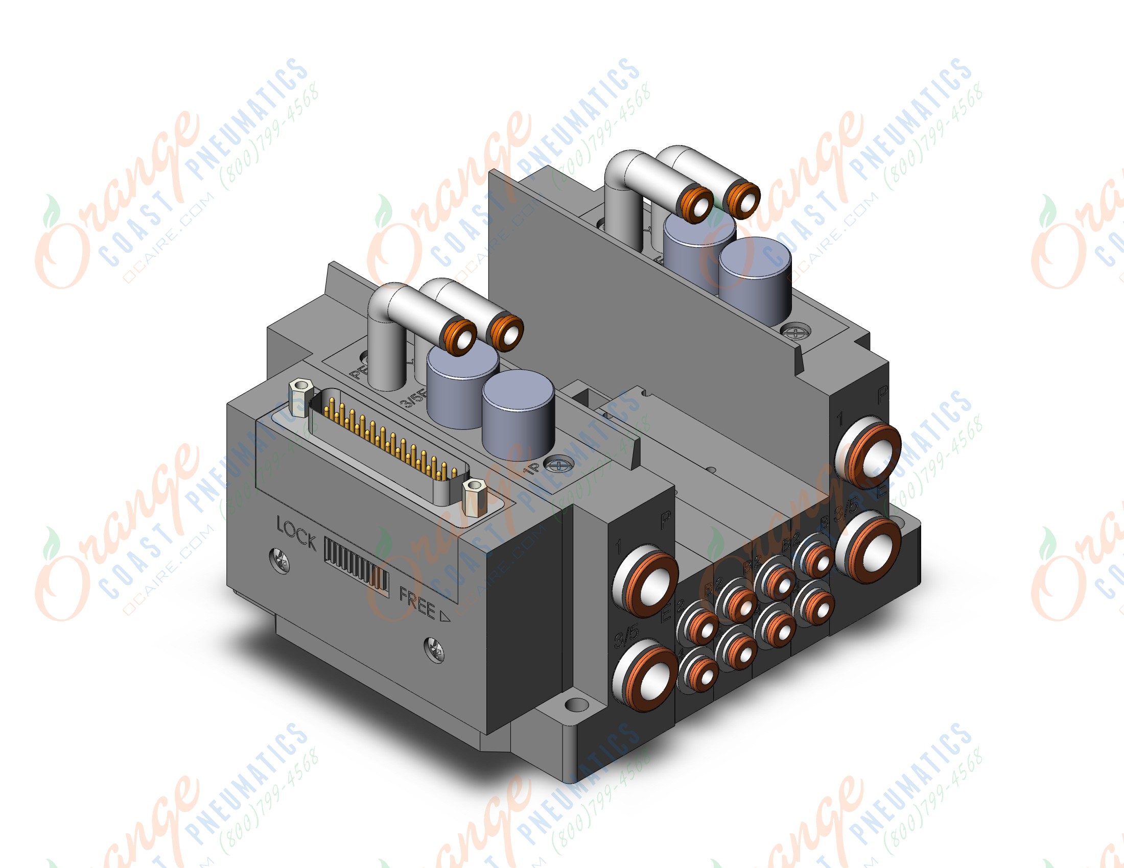 SMC SS5Y3-10F1-04BR-N1 ss5y3 4 sta manifold base, 4/5 PORT SOLENOID VALVE