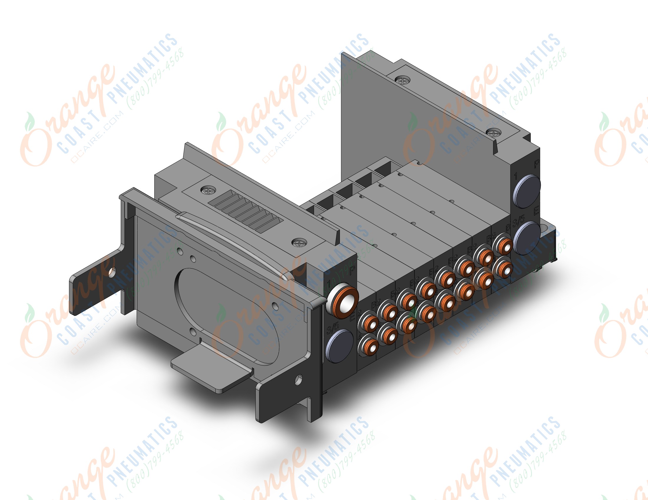 SMC SS5Y3-10S60-08E-N1D0 ss5y3 8 sta manifold base, 4/5 PORT SOLENOID VALVE