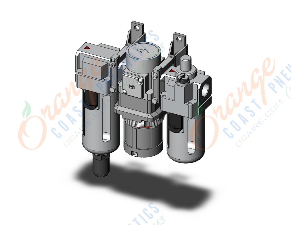 SMC ACG30-03CG1 reg w/integral pressure gauge, MODULAR F.R.L. W/GAUGE