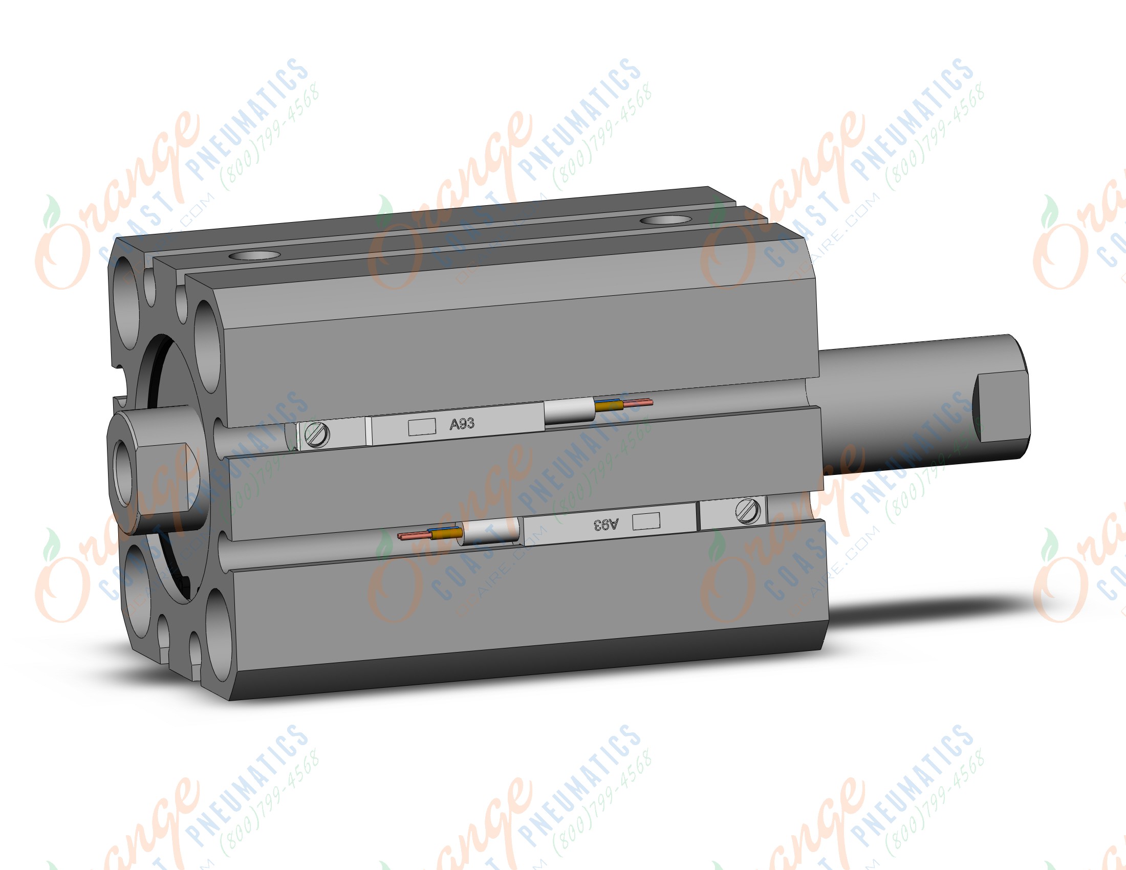 SMC CDQSWB25-20D-A93L cyl, compact, dbl rod, COMPACT CYLINDER