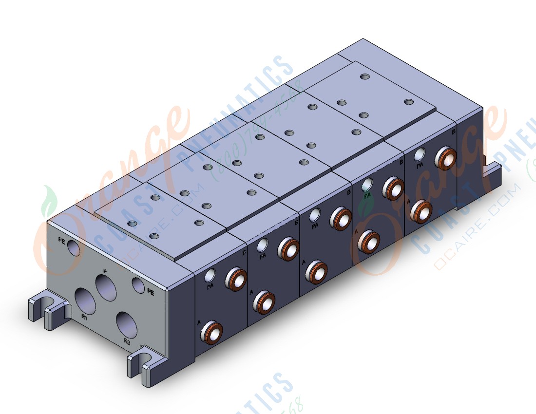 SMC VV715-C8R-03D mfld, iso size 1, VV7* MANIFOLD ISO SERIES