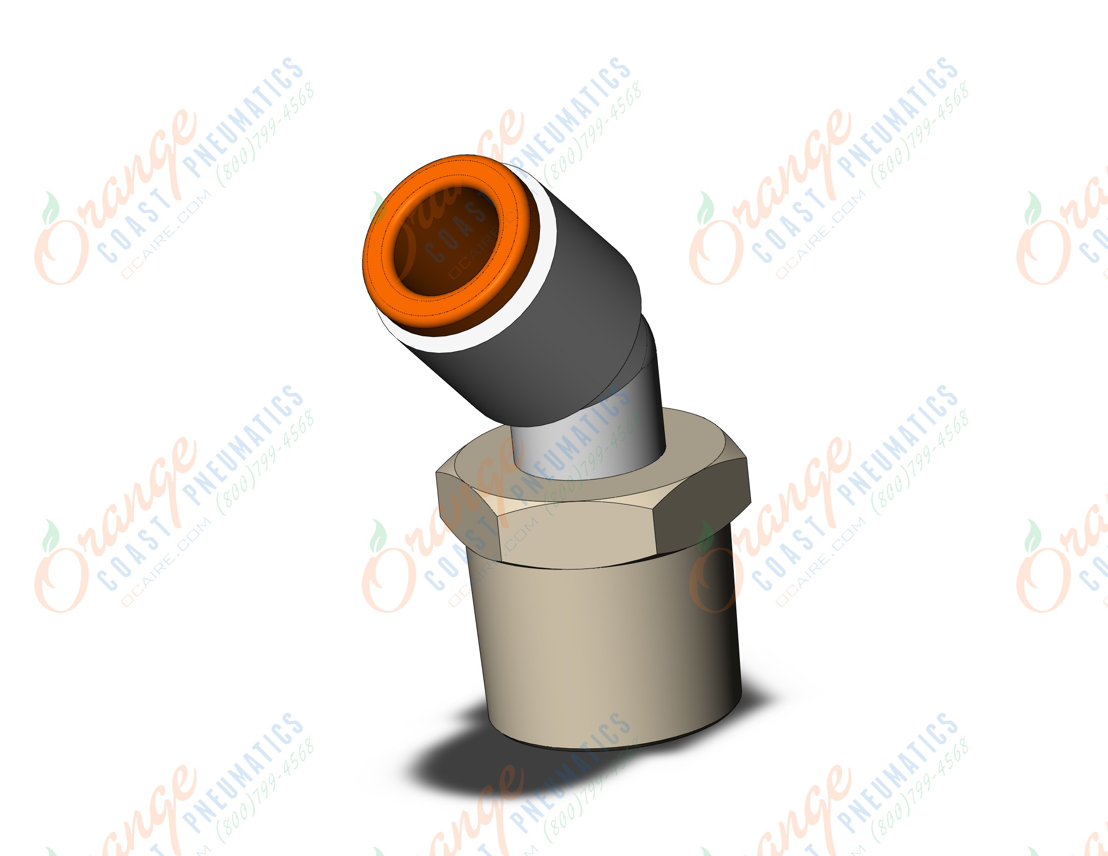 SMC KQ2K07-35AS fitting, 45 deg male elbow, KQ2 FITTING (sold in packages of 10; price is per piece)