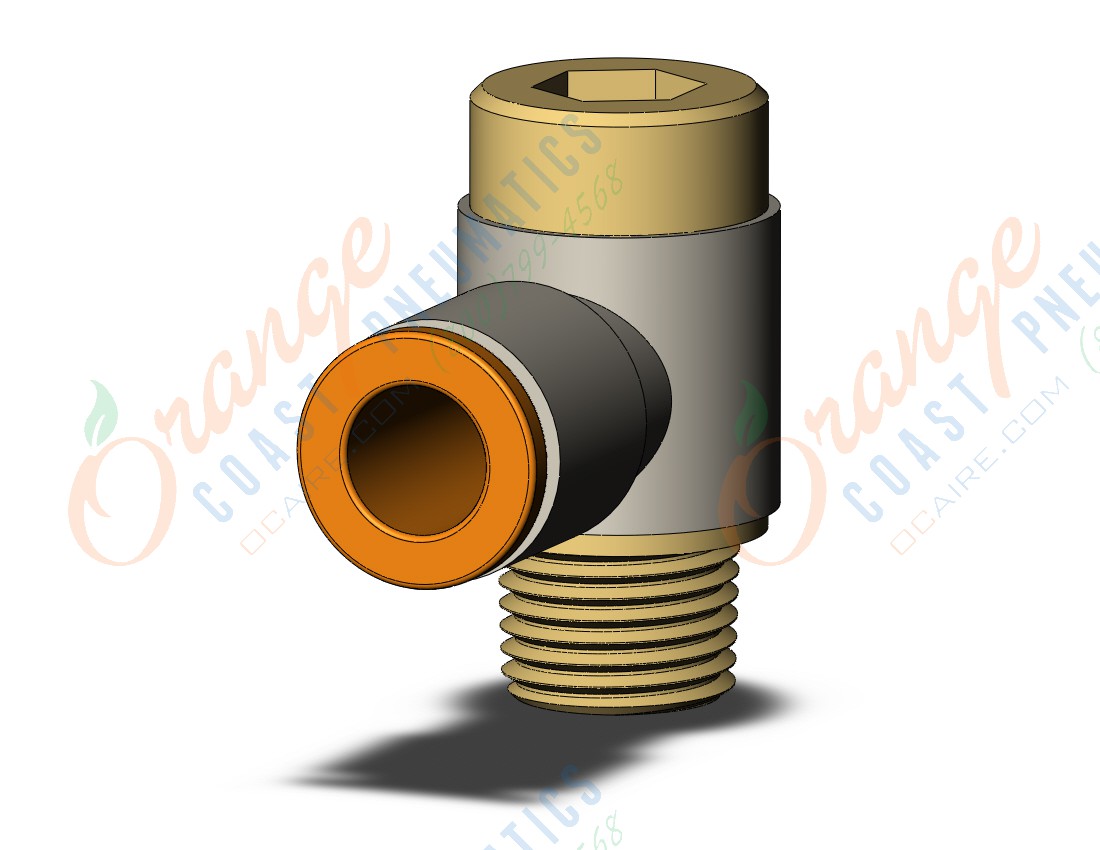 SMC KQ2VS07-34AS fitting, hex hd uni male elbow, KQ2 FITTING (sold in packages of 10; price is per piece)