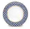 Cobalt Net Salad Plate. An elegant hors-d'oeuvre (zakuski) salad plate with a flat edge. Cobalt Net is the classic Russian decorative pattern and this plate is the genuine article! Fully hand painted and decorated at the Lomonosov Porcelain Factory in St. Petersburg, Russia. Brand new. Mineral cobalt, 22Kt gold. 7" diameter.