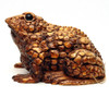 Realistic Wood Carving of a Small Brown Toad