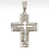 Sterling Silver Orthodox Soldier's Cross. The raised design of this cross incorporates the Arma Christi, or Instruments of the Passion. These are the staff with the sponge and the spear. The cross arises from the Mount of Golgotha, also known as Calvary, which was the site immediately outside Jerusalem's walls where Jesus was crucified. On the reverse of the cross is a quote in Church Slavonic from Psalm 68 which begins "Let God arise, let His enemies be scattered." 1" (28mm). Sterling silver, cast by hand in small batches using the lost wax method. Elegantly gift boxed.