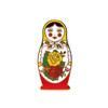 Semenov Matryoshka Doll Enamel Pin. Bright enamel pin depicting the most well-known and popular of Russian nesting doll designs. High quality, 1½".
