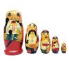 Zaporozhian Cossacks (Запорожские казаки). A unique mixed media matryoshka with high relief texture enhancements. The first doll has a raised pipe, forelocks, earring and braid as well as a ladybug on the back. Other dolls all have some texture, including traditional head wear, a distinctive mustache on the second doll, plus silver crosses on all four.  The Zaporozhian Cossacks lived downstream from the Dnieper Rapids. They were predominantly Ruthenians, and played an important role in the history of Ukraine. The Cossacks left a profound cultural, political and military legacy on Ukraine, Russia, Poland, Turkey and other states that came in contact with it.