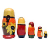 Zaporozhian Cossacks (Запорожские казаки). A unique mixed media matryoshka with high relief texture enhancements. The first doll has a raised pipe, forelocks, earring and braid as well as a ladybug on the back. Other dolls all have some texture, including traditional head wear, a distinctive mustache on the second doll, plus silver crosses on all four.  The Zaporozhian Cossacks lived downstream from the Dnieper Rapids. They were predominantly Ruthenians, and played an important role in the history of Ukraine. The Cossacks left a profound cultural, political and military legacy on Ukraine, Russia, Poland, Turkey and other states that came in contact with it.