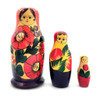 Polkhovsky-Maidan or Krutets (Полховский-Майдан или Крутец). A vintage pure folk art matryoshka with classical Polkh stylings. It's simply decorated with primary colors. Note the small eyes and the part of her hair - two curls peeking out from a long veil. Probably late 1950s-early 1960s. Uncommon. 3 nest, 6¾" in height