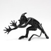 Chyort (Devil). Double-handed mocking "thumbing nose" pose. Cast iron (Dutch soot). Shiny black finish. Made in Kasli circa 1970-1980.