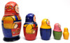 Zagorsk Matryoshka []1960s]. This is an early matryoshka doll and probably was made in the early to mid-1960s. The colors are still vibrant and the condition is fair (see below). One prominent feature of Russian nesting dolls in particular, and Russian applied art, in general, is that folk art made 75-100 years ago (as this doll was) appears as if it were made in even earlier times. This is due to the conditions and skills of production which changed little from the late 19th century up the the 1960s and 1970s. Dolls from before the start of the "tourist" era in the USSR - roughly early 1960s - are scarce.