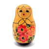 Viatka Maiden Roly Poly Chime Doll. Early 1980s Viatka (aka Kirov) chime doll painted in traditional colors. These were uncommon in the day, and now we rarely see them. The Russian traditional roly poly toy has many different names, including "nevalyashka"(неваляшка), "vanka-vstanka" (ванька-встанька) and roly-poly chime doll. Due to the weight in the bottom half, the doll will sway and return upright, as well as give a pleasant bell sound.