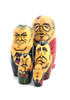 Old Communist Leaders. The anonymous artist has tackled his or her representation of the former Soviet leaders by caricaturing them.  Mikhail Gorbachev is wearing a red suit emblazoned a banner with yellow letters spelling out President in Russian. Boris Yeltsin wears a tie with the colors of the new Russian flag adopted in 1991. Leonid Brezhnev wears a brown suit and a yellow tie and a set of stars and ribbons on his left side, Stalin has red (blood?) on the lapels of his green army fatgues and Lenin has his ubiquitous red Communist party ribbon. Artist has written "Made in Russia" in black paint on the red bottom of the first piece.  Most of the the early "Gorby" (an mildly affectionate name for "Gorbachev") dolls were made by talented amateurs in the Soviet Union. Mikhail Gorbachev transformed the USSR by unleashing a pair of political, and cultural, waves. The first was "Гласность" (Glasnost, i.e, openness) and "Перестройка" (Perestroika, i.e., rebuilding). These shock waves led to unrestrained freedom of expression. This set leading off with Gorbachev indicates that it was made before 1991, when Yeltsin was elected, and Gorbachev demoted to second place.