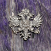 Charoite (сиреневый чароит). For your treasures and jewels! A lovely "lilac-violet stone" box, made from semi-precious charoite (сиреневый чароит), a mineral found only near the Chara River in the Yakutia/Irkutsk region of Russia.  It was discovered in 1949 and only 15 years later was it identified as a unique mineral in its own right. The gemstone is characterised by a silky luster and a delicate range of purple and violet colors from pale to dark. Sitting atop this elegant box is a cast sterling silver Double Headed Eagle of Imperial Russia, the Romanov family crest. ite Box