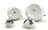 Blue Rhapsody Creamer/Sugar with Lids. Use as a creamer or as a tiny pitcher for syrup, or other pourables. Use as a sugar, or condiment server. Both shine with delicate beauty and Old World elegance.  Blue Rhapsody was one of the names of this classic pattern, now discontinued. The pattern was was created by legendary Russian designer, Nina Pavlovna Slavina (1928-2000), who named it Лучистая Нежность, which translates as Radiant Tenderness. Garden is another name attached to this pattern. Delicate lids with grips Cobalt blue and 22 Kt gold tendrils and a basket weave. 1990s red Lomonosov Porcelain backstamp on one, early 2000s blue Lomonosov backstamp on the other. Creamer is 4⅝" in height, sugar is 3¾"x4¾".