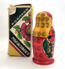Classic Polkhovsky-Maidan matryoshkas are decorated with India ink and aniline dyes. This nesting doll, with its appealing faces, was made at the production association "Polkhovsky-Maidan painting", which brought together the artists of Krutets, Polkhovsky-Maidan and Voznesensk. A paper label in Russian gives the date of manufacture (1988), ID number (НХП-ГО-2279а) and price (6.00) in rubles.