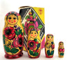 Polkhovsky-Maidan 4 nest. In the original factory packaging. Voznesensky region ("Вознесенское объединение "П-Майданская роспись"). Classic Polkhovsky-Maidan matryoshkas are decorated with India ink and aniline dyes. This nesting doll, with its appealing faces, was made at the production association "Polkhovsky-Maidan painting", which brought together the artists of Krutets, Polkhovsky-Maidan and Voznesenk. A paper label in Russian gives the date of manufacture (1988), ID number (НХП-ГО-2279а) and price (6.00) in rubles. Approx. 6" to 2¼".