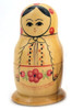 Vintage Matryoshka Matryoshka from Moldova. Made in 1988, when the country was a part of the Soviet Union known as the Moldavian Autonomous Soviet Socialist Republic (МАССР - Молдавская Автономная Советская Социалистическая Республика). Label reads: Министерство лесного хозяйства МАССР (Ministry of Forestry) and Волжский Комбинат (Volzhsky Plant) plus some product information, such as "Matryoshka 5-nest" and the year (1988) of production. Interesting color scheme. Glossy lacquer. 5 nest, 4½" down to 1¼".