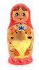 Golden Samovar Matryoshka (Матрешка Золотой самовар).  An early, fully handmade and painted 9-nest matryoshka dated 1990 and signed by the artist V. Lagutina (В. Лагутина). Her signature is in itself unusual, since USSR hadn't collapsed yet (it did at the end of 1991). Many of the vintage Russian matryoshkas from 1987 to 1999 found artists declining to sign their work due to old fears of engaging in "capitalist" endeavors (making a profit) and having a trail linked back to them. This was more pronounced in the bigger cities, where fear of reprisals was hard to shed completely.  The number of pieces in the set is also unusual and uncommon. The finished pieces are covered with a soft, smooth lacquer. The floral embellishments are disciplined and the samovar is filled in with "potal" ("поталь"), which is a form of gold foil decoration that imitates gilding. Atop the samovar, and eventually taking over, is a blue and white teapot painted in the Gzhel style. Even the dark handles are painted in. A real attractive set!