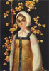 Autumn (Осень). Panel painting by Leonid Nikolaevich Ilyin (Леонид Николаевич Ильин). Leonid Nikolaevich (1928-?) is a lacquer miniature artist, and the grandson of the Russian artist I. A. Shavrin. Leonid Nikolaevich has been working in Fedoskino since 1946. The famous Russian lacquer miniaturist M. Chizhov mentioned him in his book Among miniaturists. Notes of Fedoskino masters, Artist of USSR, 1982, Leningrad (page 220, 249). Oil painting on papier-mache. Approximately 16¼"x 4⅝". Weighs 1½ pounds. Materials used are oils paints, papier-mache, metallic powders, and lacquer. Dated 1978, signed by Ilyin and noted by him: "индивидуальное исполнение" (custom execution).
