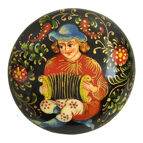 Festive Musician Painted Brooch