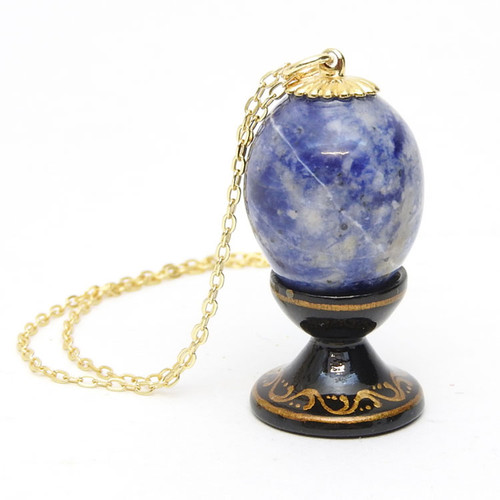 Mineral Sodalite Egg Pendant