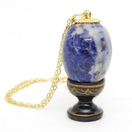 Mineral Sodalite  Egg Pendant