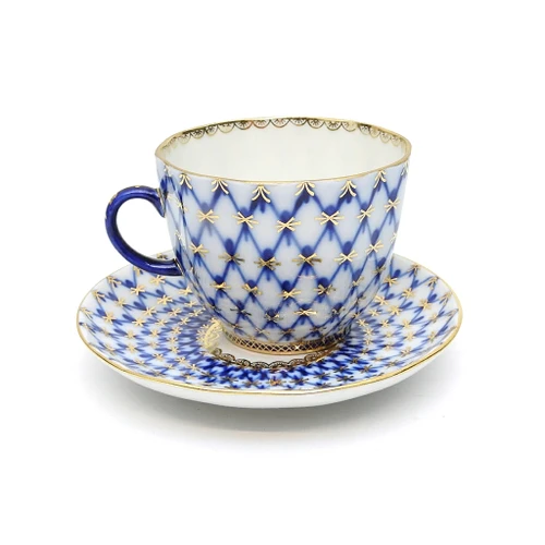 Cobalt Net Coffee Cup and Saucer [USSR] 