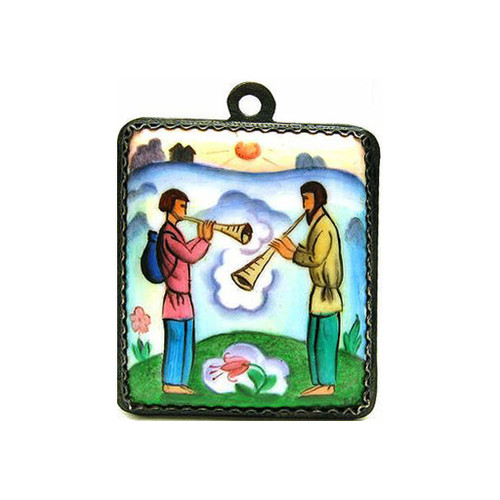 "Shepherd's Duet" Finift Pendant "Shepherd's Duet" Finift Pendant