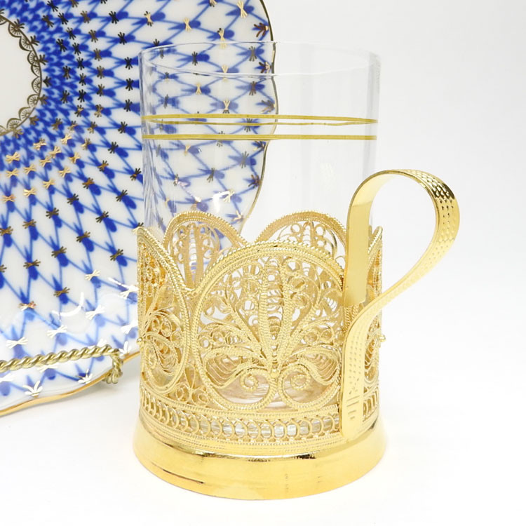 Anna Russian Gold Filigree Tea Glass Holder