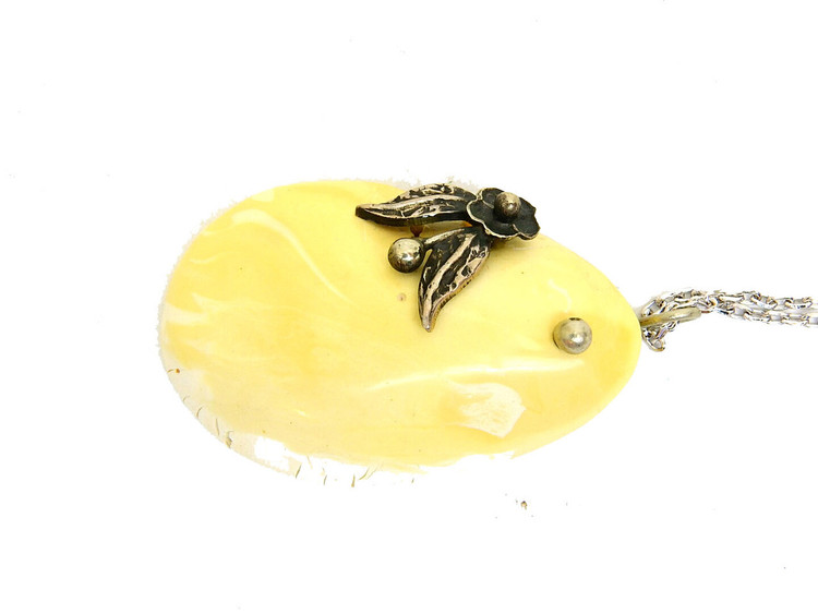 White Baltic Amber Pendant