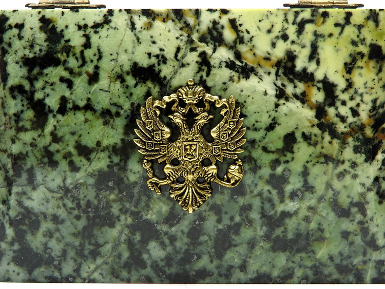 Russian Marble Jewelry Box Russian Double Eagle Coat-of-Arms