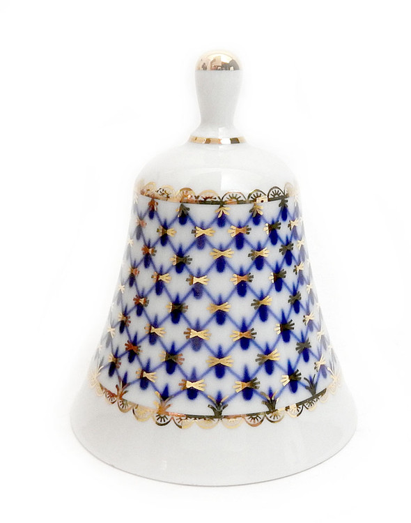 Cobalt Net Bell from Lomonosov Porcelain in St. Petersburg Russia