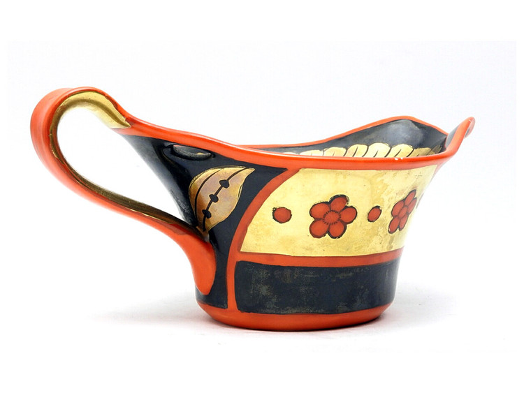 Vintage Porcelain Sauce Boat with Khokhloma Design 