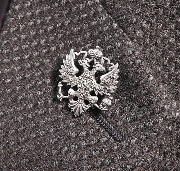 Russian Double Headed Eagle Pewter Finish Lapel Pin 