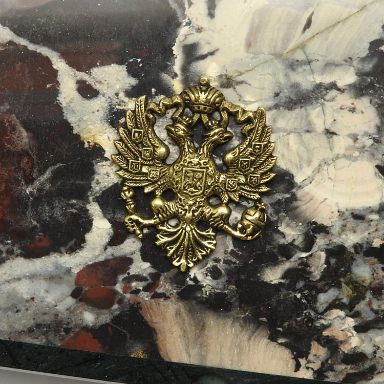 Russian Marble Jewelry Box with Double Eagle Coat-of-Arms