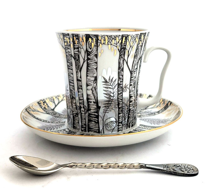 Birch Trees Coffee Mug and Saucer [LFZ]
