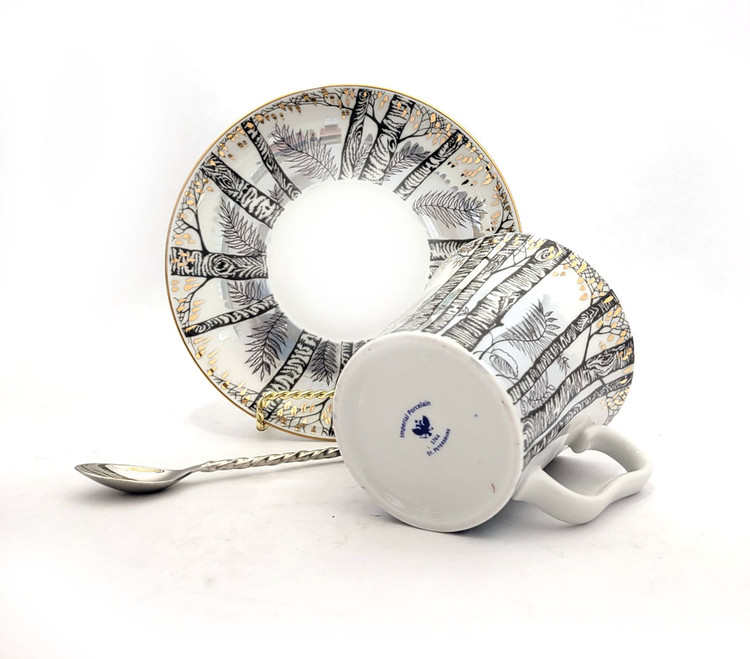 Birch Trees Coffee Mug and Saucer [LFZ]