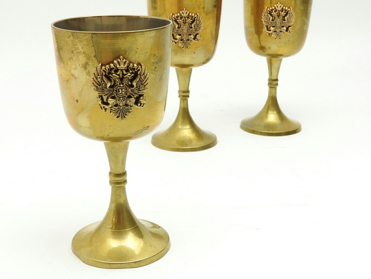 Wine Goblets with Russian Double Headed Eagle - IRAA - The Russian Gift Shop