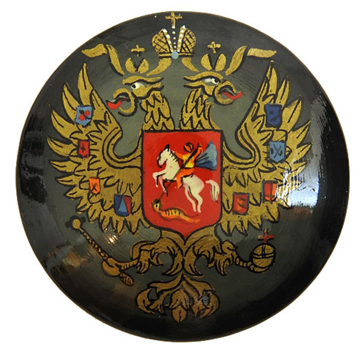 Russian Lacquer Double-Headed Eagle Pin - Black [Hand Painted]