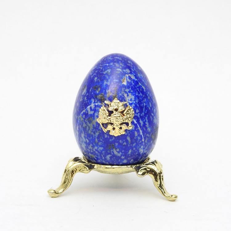 Sodalite  Gemstone Egg with Crest of the Tsars